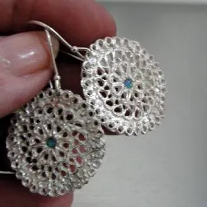 Dangle Filigree Ocean Q Earrings 925 Sterling Silver Hadar Designers (L) SALE