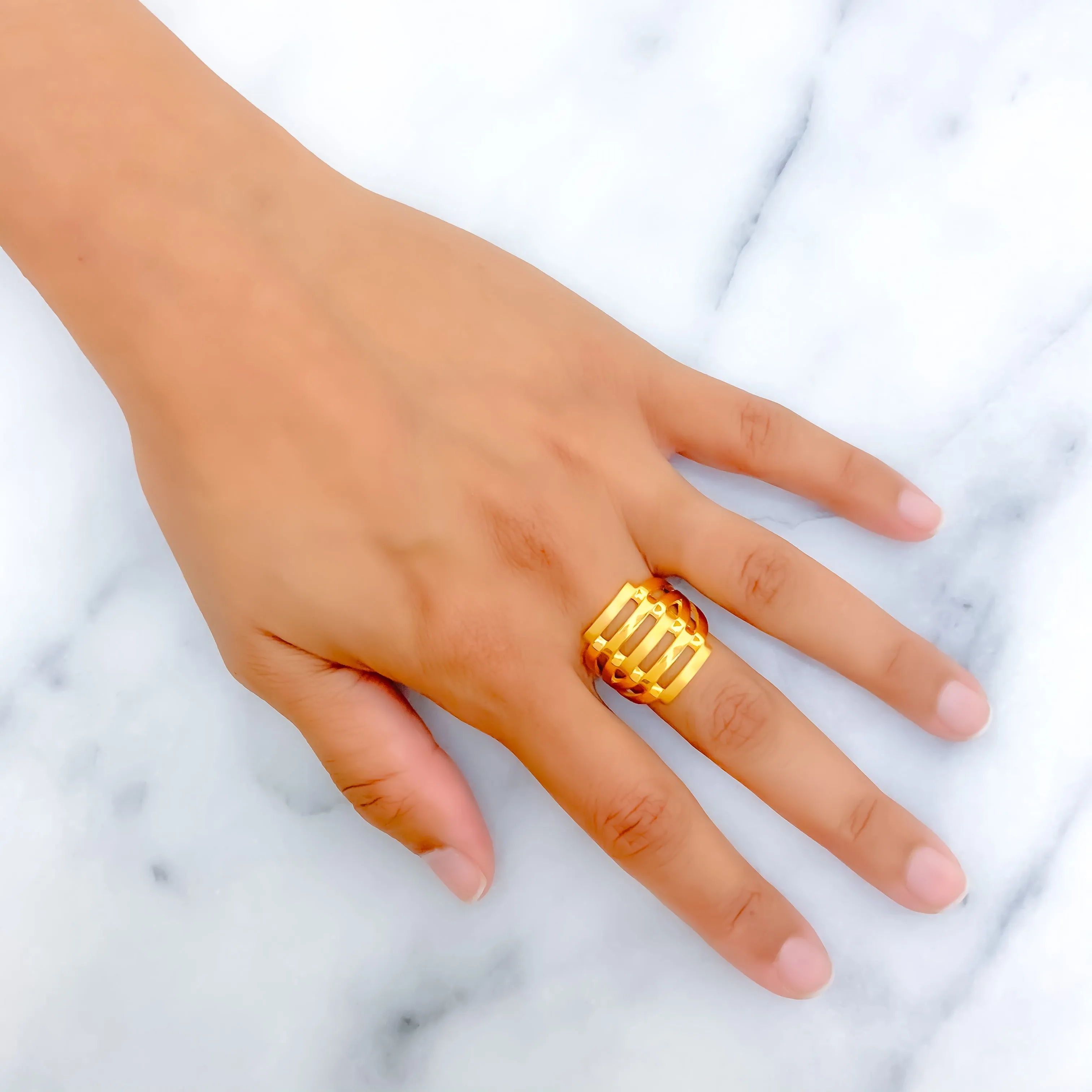Decadent Draped 22k Gold Block Ring