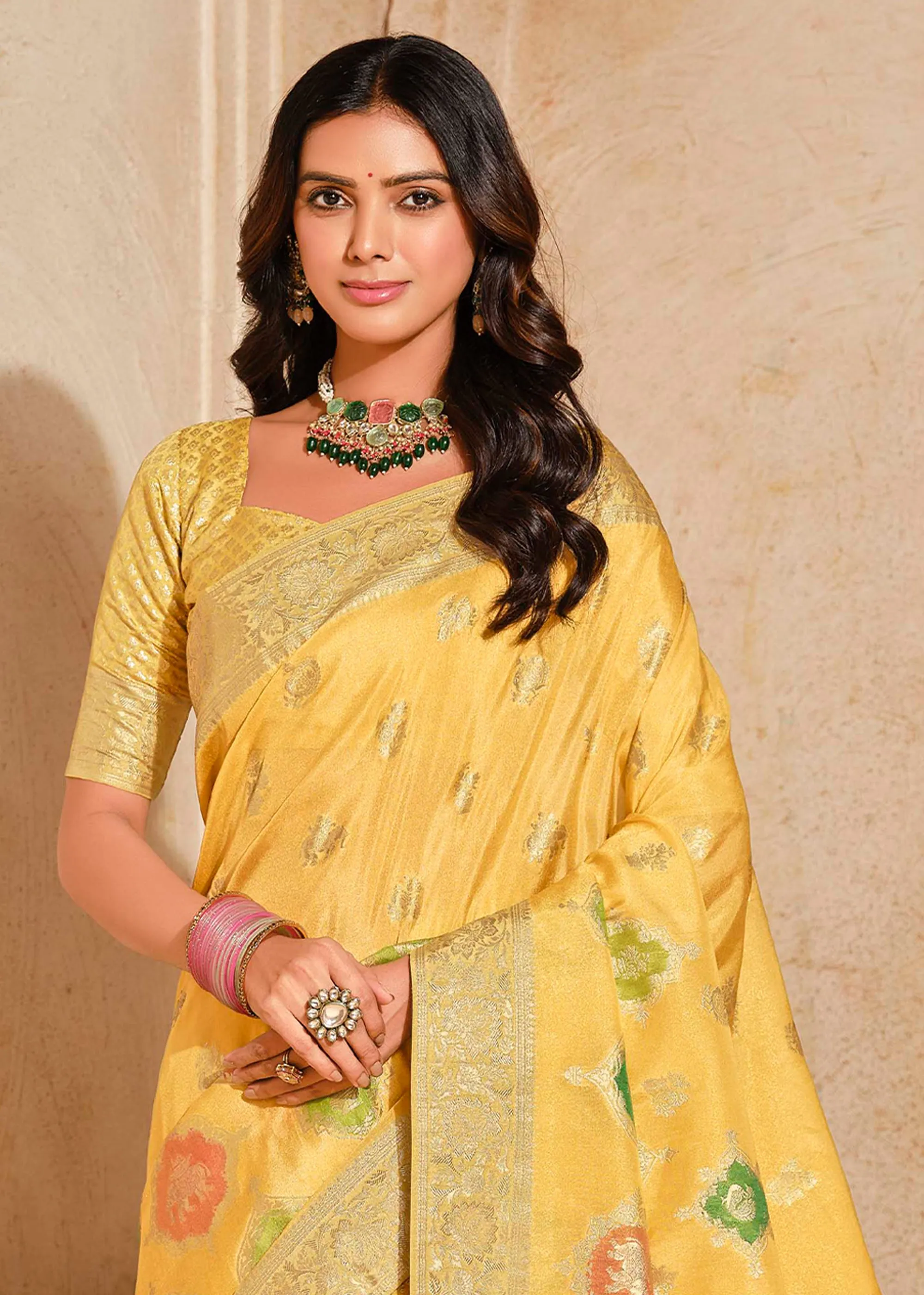 Delight Yellow Woven Banarasi Silk Saree