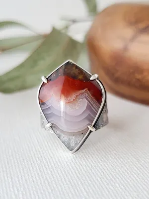 Desert Canyon Ring with Laguna Lace Agate-size 10 US