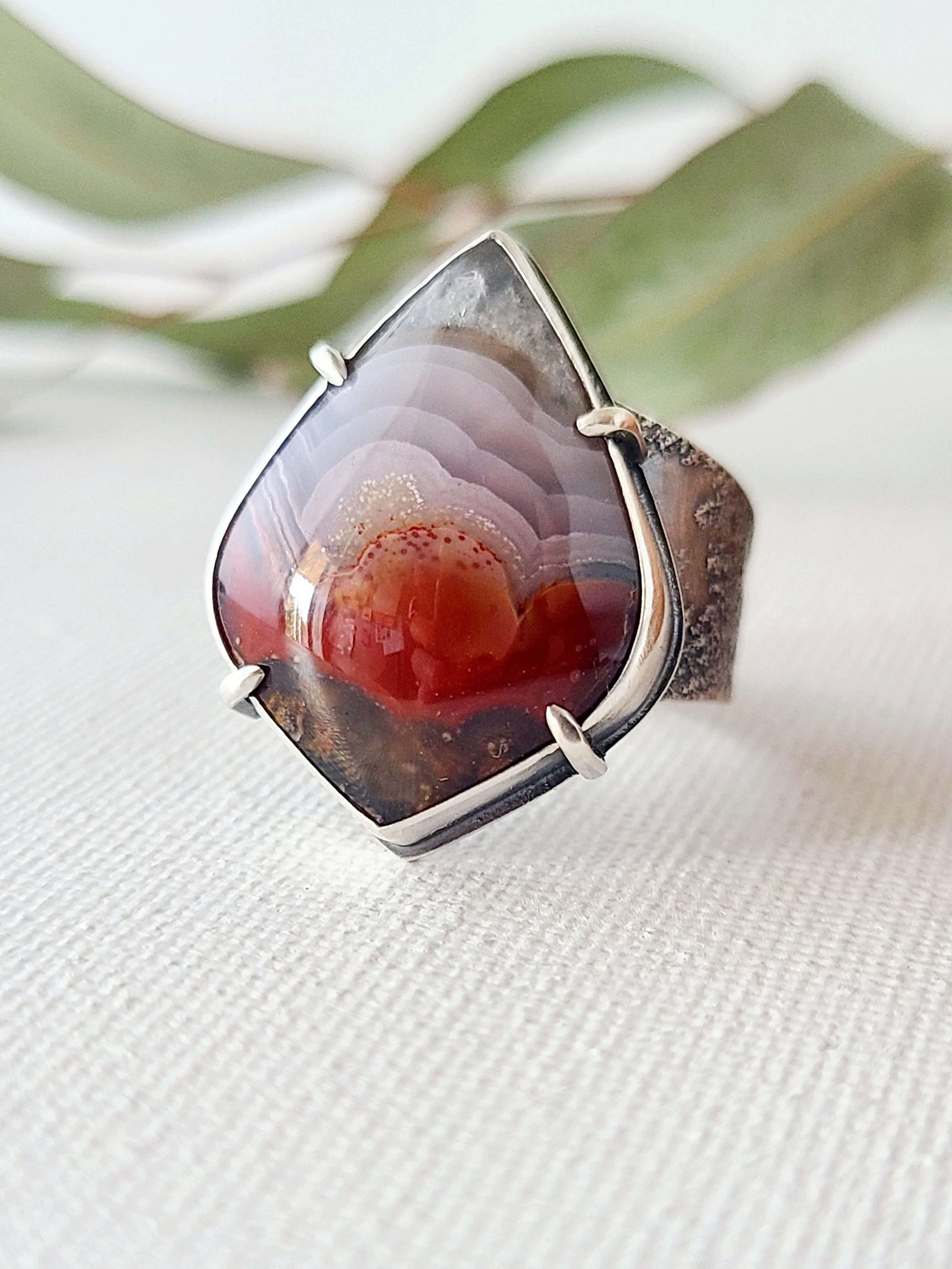 Desert Canyon Ring with Laguna Lace Agate-size 10 US