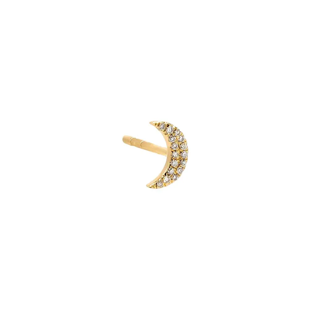 Diamond Crescent Stud Earring 14K