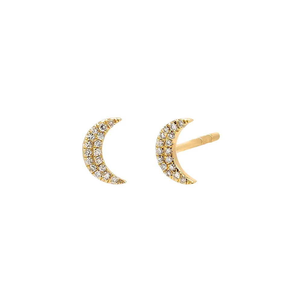 Diamond Crescent Stud Earring 14K