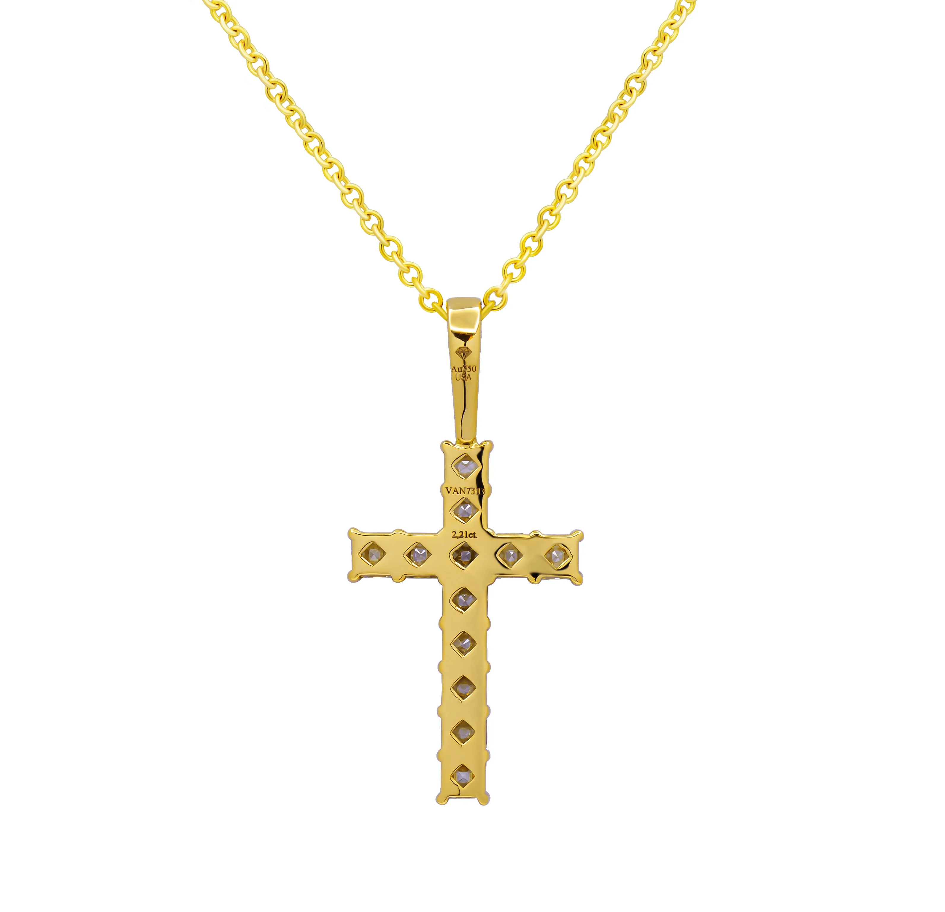 Diamond Cross with Fancy Yellow Asscher Cut Diamonds