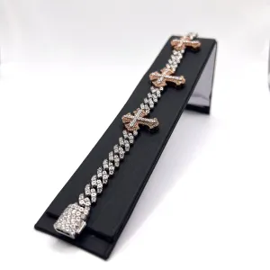 Diamond Cuban Cross Bracelet