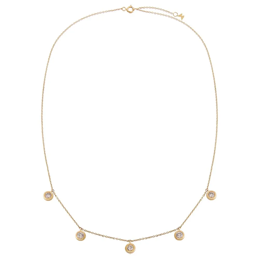 Diamond Dangling Bezel Necklace 14K