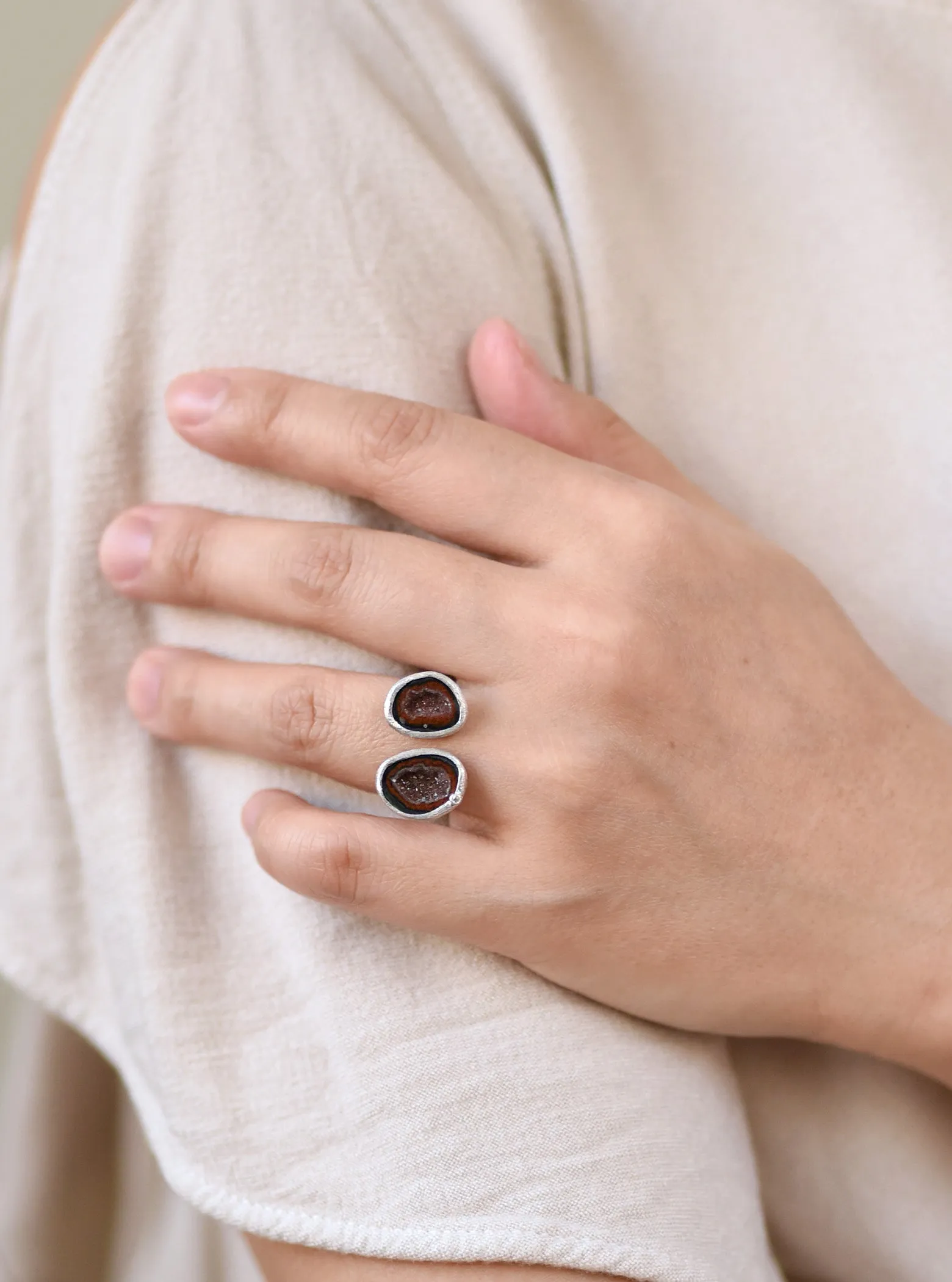 Diamond Double Geode Ring
