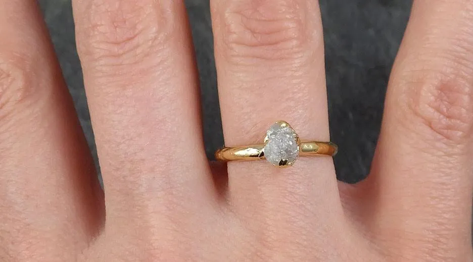 diamond solitaire engagement ring 18k rough yellow gold uncut conflict free diamond wedding promise byangeline 0460 Alternative Engagement