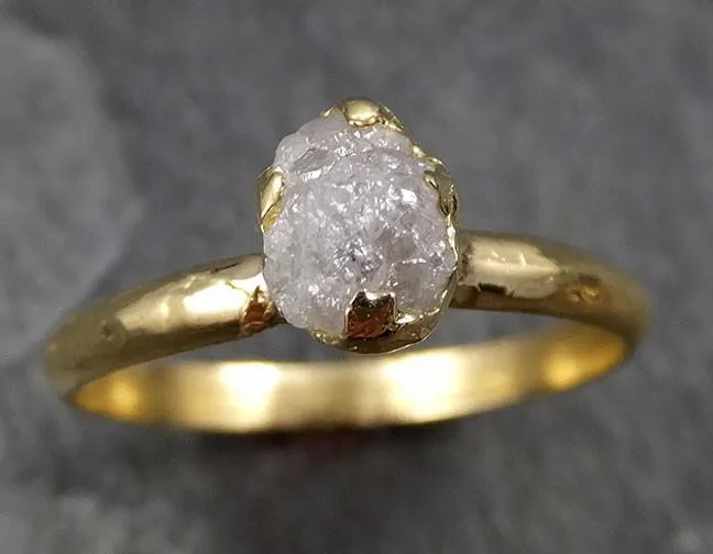 diamond solitaire engagement ring 18k rough yellow gold uncut conflict free diamond wedding promise byangeline 0460 Alternative Engagement