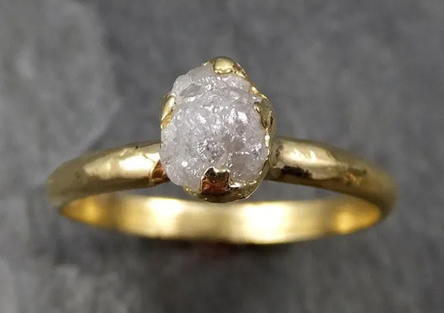 diamond solitaire engagement ring 18k rough yellow gold uncut conflict free diamond wedding promise byangeline 0460 Alternative Engagement