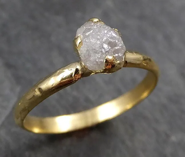 diamond solitaire engagement ring 18k rough yellow gold uncut conflict free diamond wedding promise byangeline 0460 Alternative Engagement