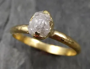 diamond solitaire engagement ring 18k rough yellow gold uncut conflict free diamond wedding promise byangeline 0460 Alternative Engagement
