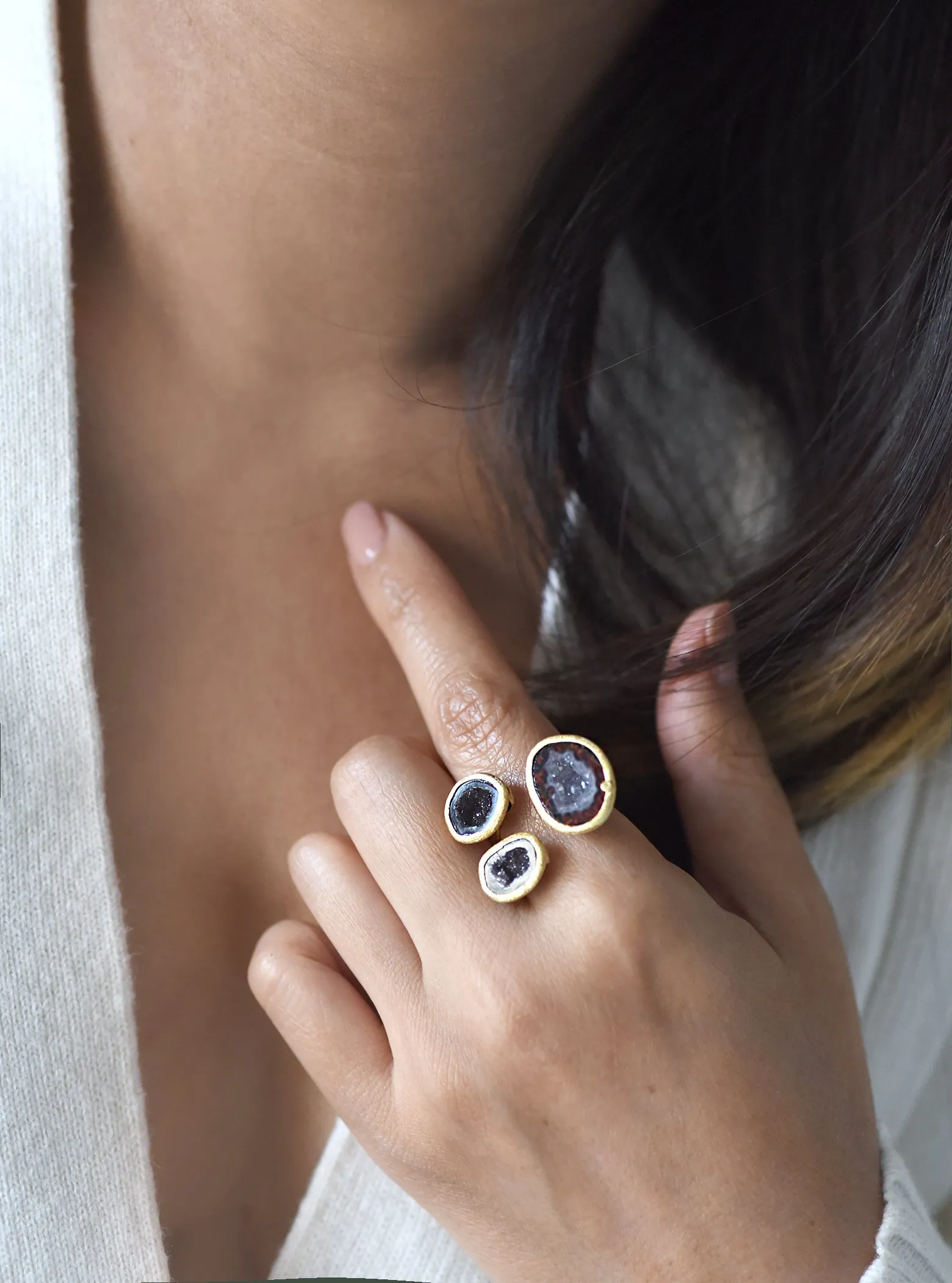 Diamond Triple Geode Ring