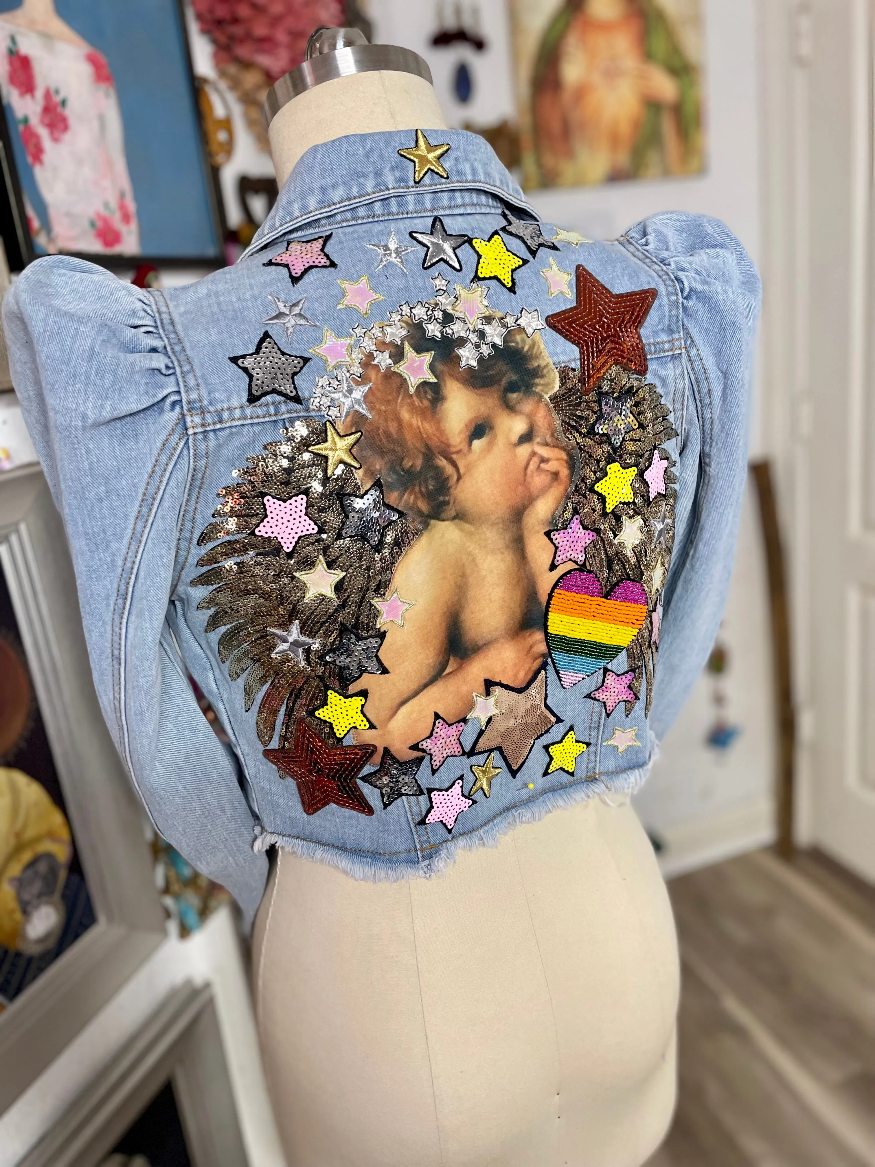 Dreaming Angel Cherub Denim Jacket.