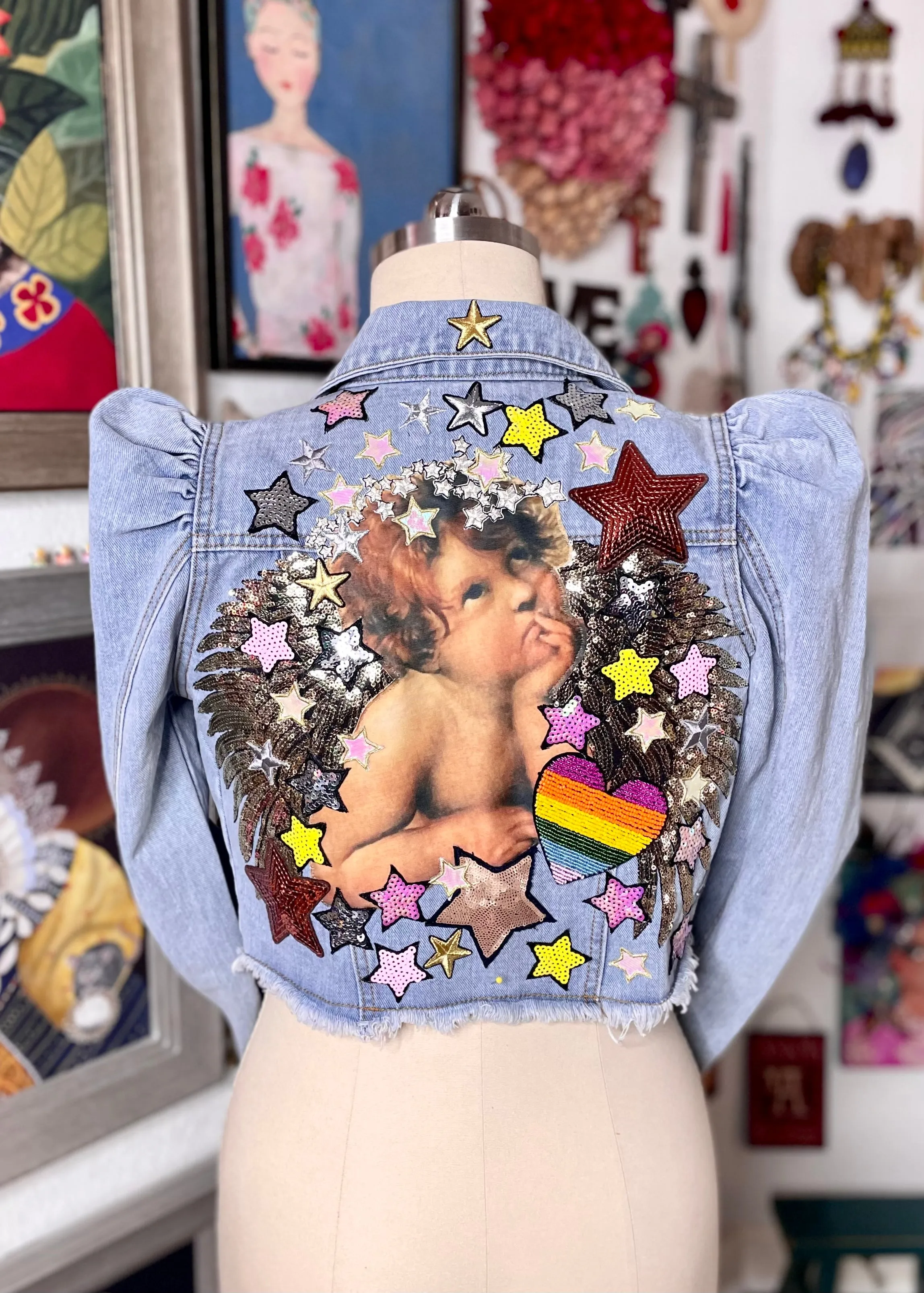 Dreaming Angel Cherub Denim Jacket.