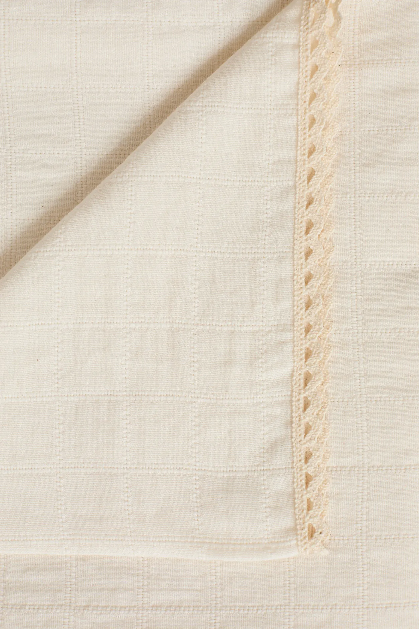 Dreams Swaddle in Cream Cotton Square Jacquard