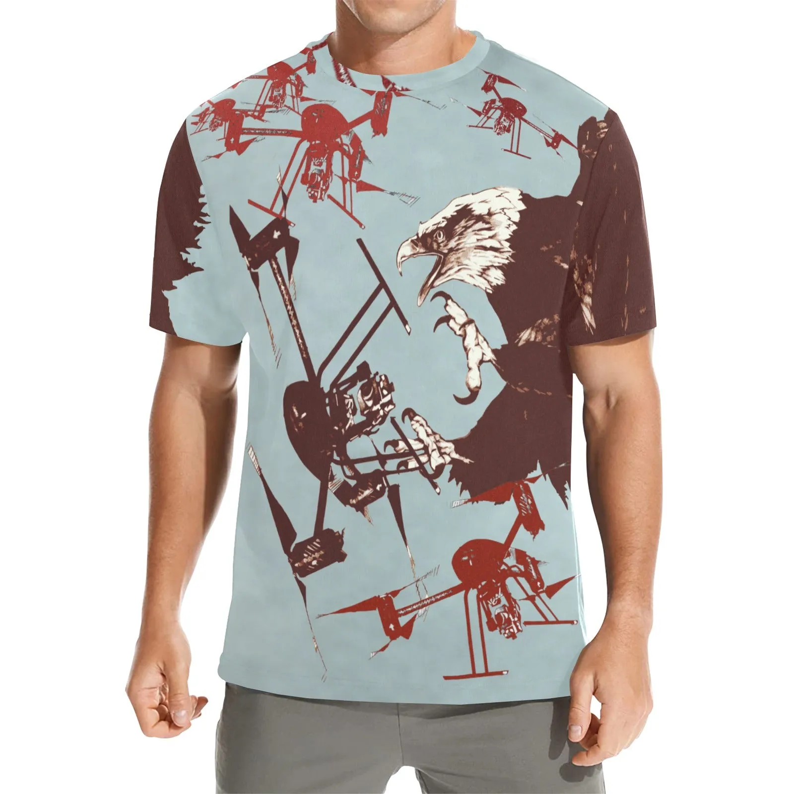 Drones Call To Duty Blue Men's Crew Neck T-shirt