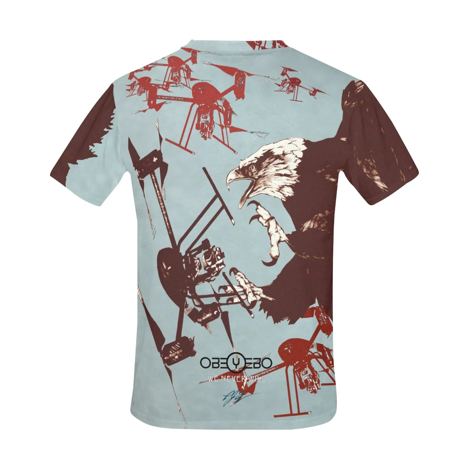 Drones Call To Duty Blue Men's Crew Neck T-shirt