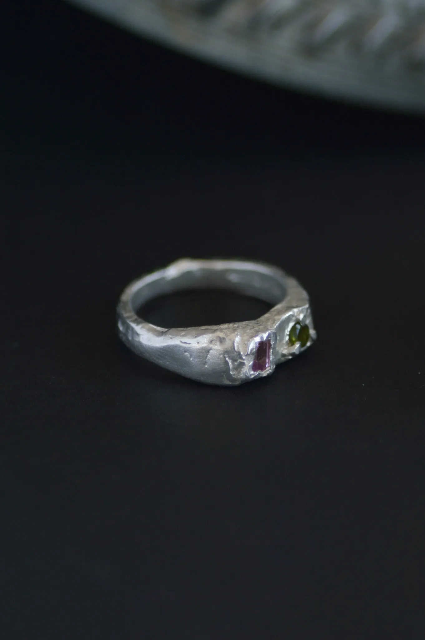 Duet Sapphire & Tourmaline Silver Ring 1160-2