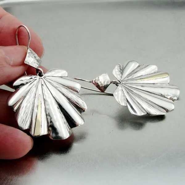 Earrings 9k Gold 925 Silver Handmade Modern Art Dangle Hadar Designers  () SALE