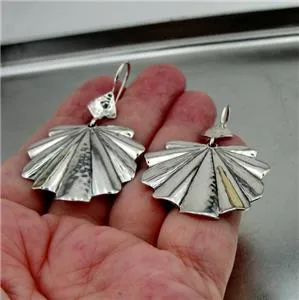 Earrings 9k Gold 925 Silver Handmade Modern Art Dangle Hadar Designers  () SALE