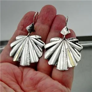 Earrings 9k Gold 925 Silver Handmade Modern Art Dangle Hadar Designers  () SALE