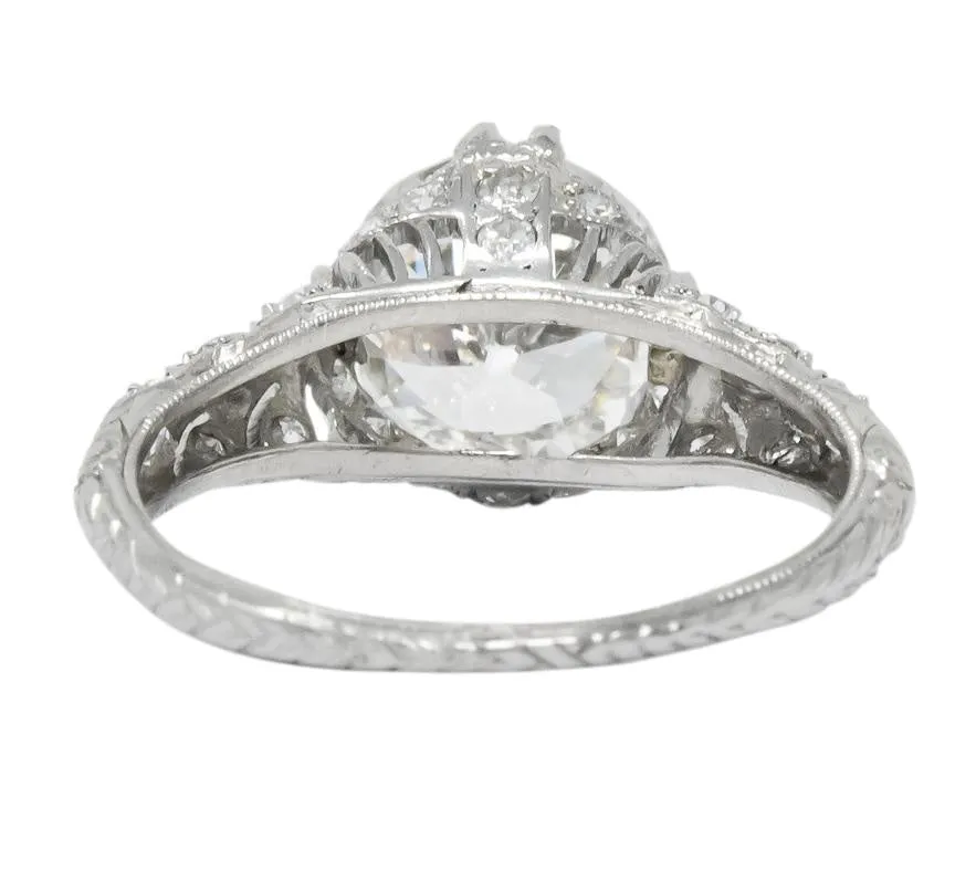 Edwardian 2.89 CTW Old European Cut Diamond Platinum Engagement Ring GIA