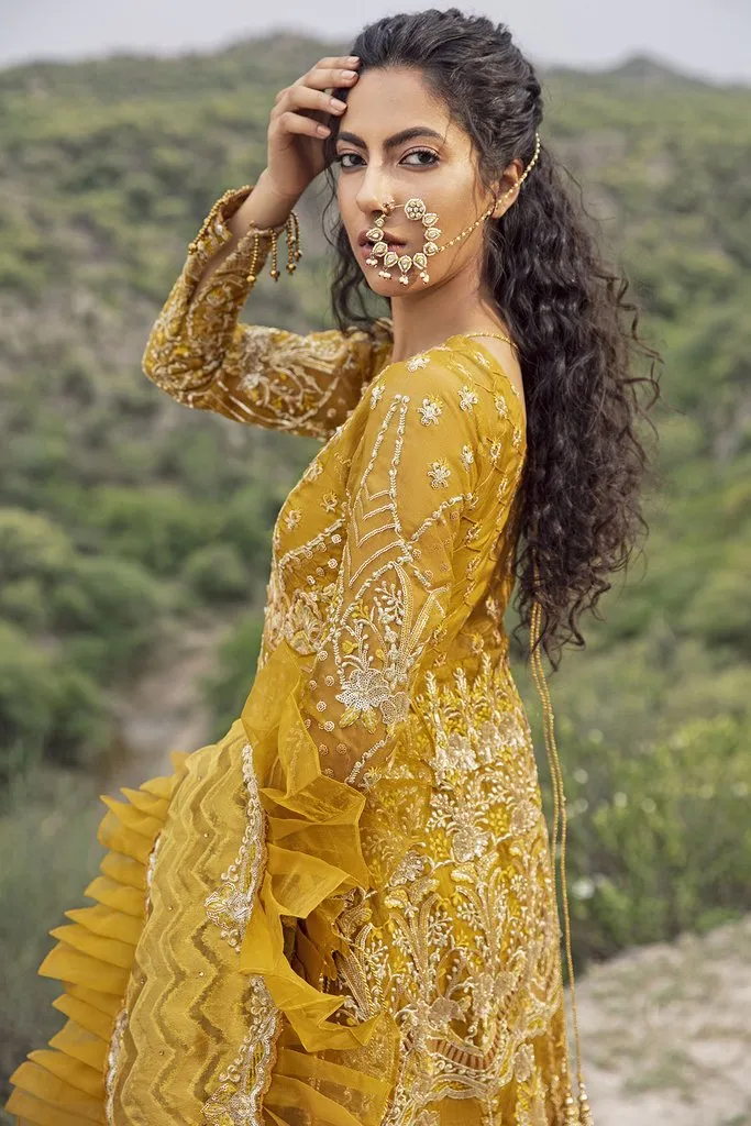 Eid Special Dress in Mustard Peshwas Style 2021 #PN484