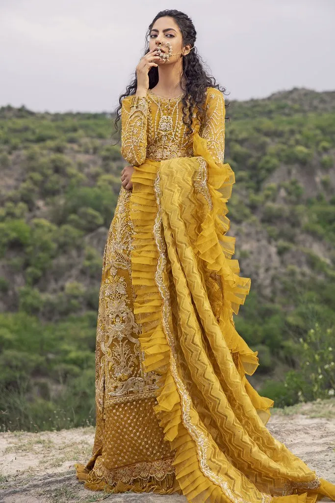 Eid Special Dress in Mustard Peshwas Style 2021 #PN484