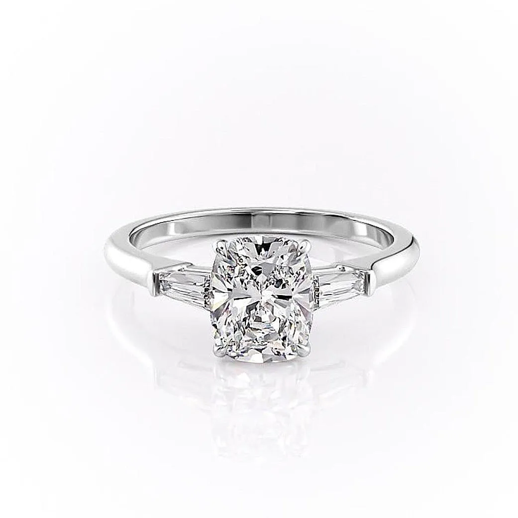 Elongated Cushion Cut Moissanite, Traditional Classic Design