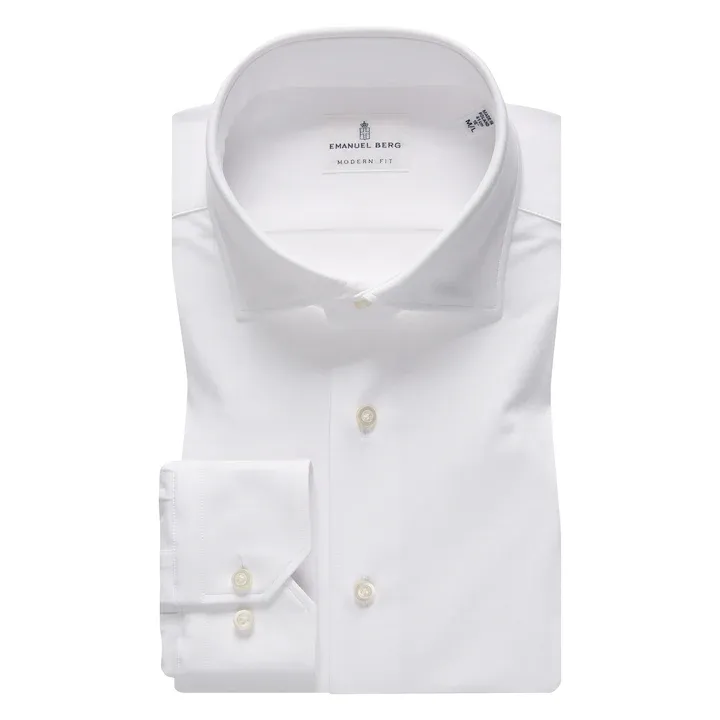 Emanuel Berg- WHITE SOLID MODERN 4FLEX STRETCH KNIT SHIRT