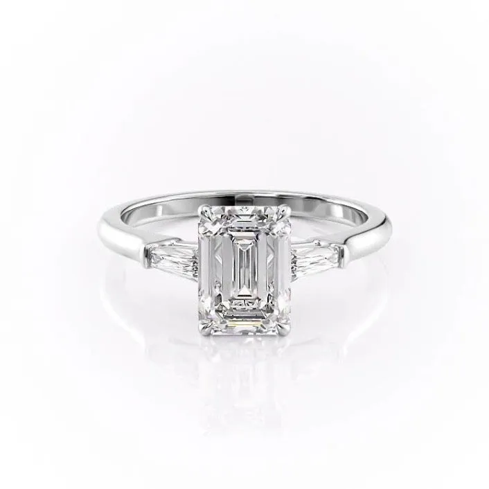 Emerald Cut Moissanite, Traditional Classic Design
