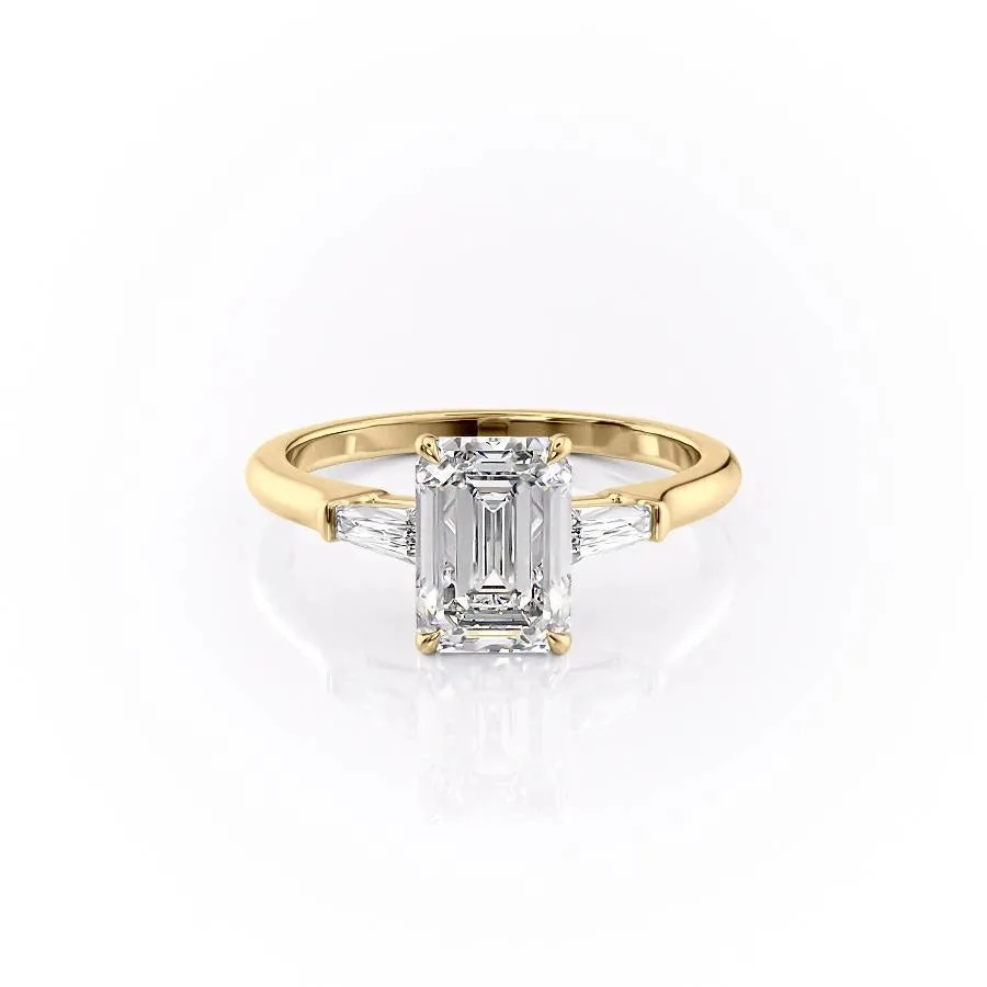 Emerald Cut Moissanite, Traditional Classic Design