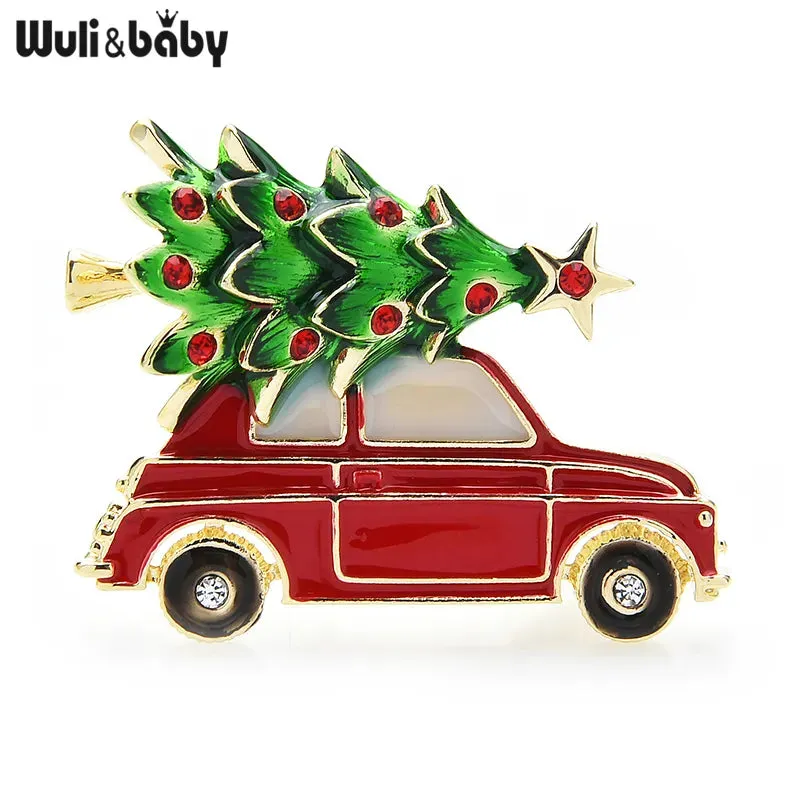 Enamel Car & Christmas Tree Brooch Pins Fashion Jewelry Gift Idea Christmas Brooches