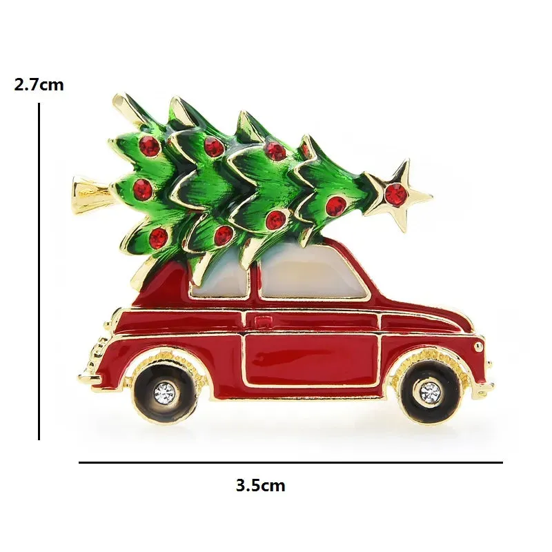 Enamel Car & Christmas Tree Brooch Pins Fashion Jewelry Gift Idea Christmas Brooches
