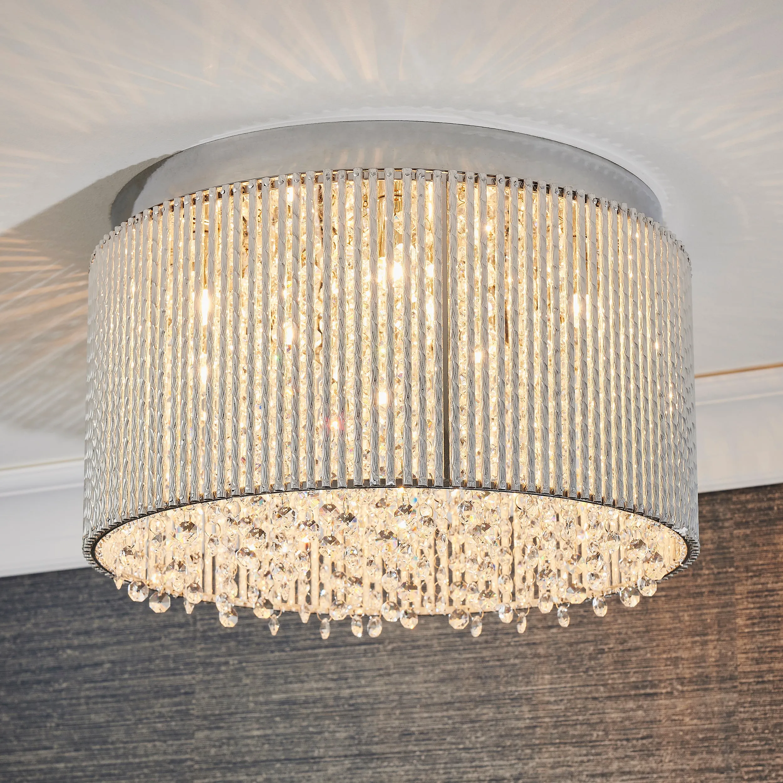 Endon 81980 Galina 10lt Flush Chrome plate & clear crystal 10 x 25W G9 clear capsule (Required)
