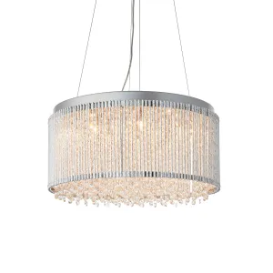 Endon 81981 Galina 12lt Pendant Chrome plate & clear crystal 12 x 25W G9 clear capsule (Required)