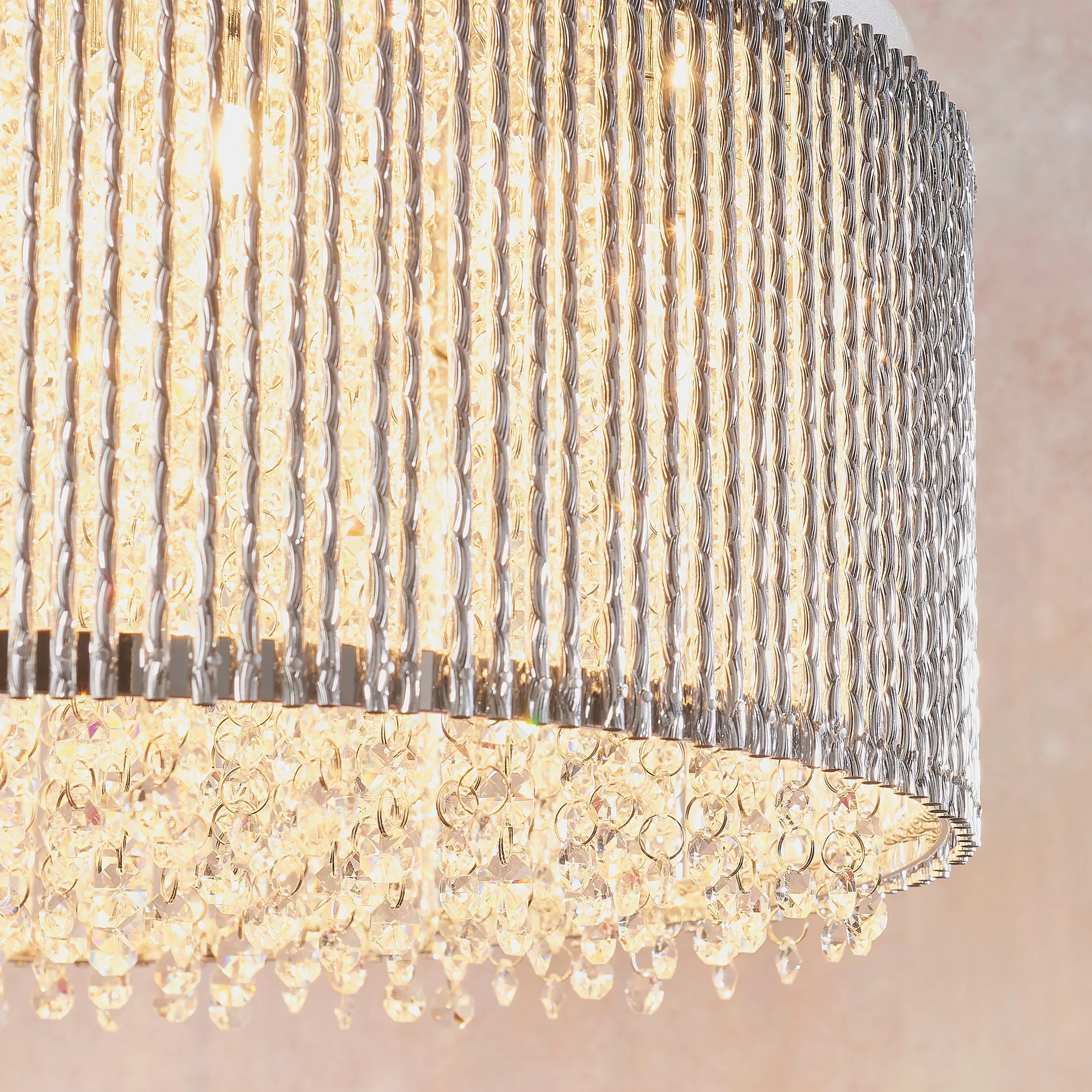 Endon 81981 Galina 12lt Pendant Chrome plate & clear crystal 12 x 25W G9 clear capsule (Required)