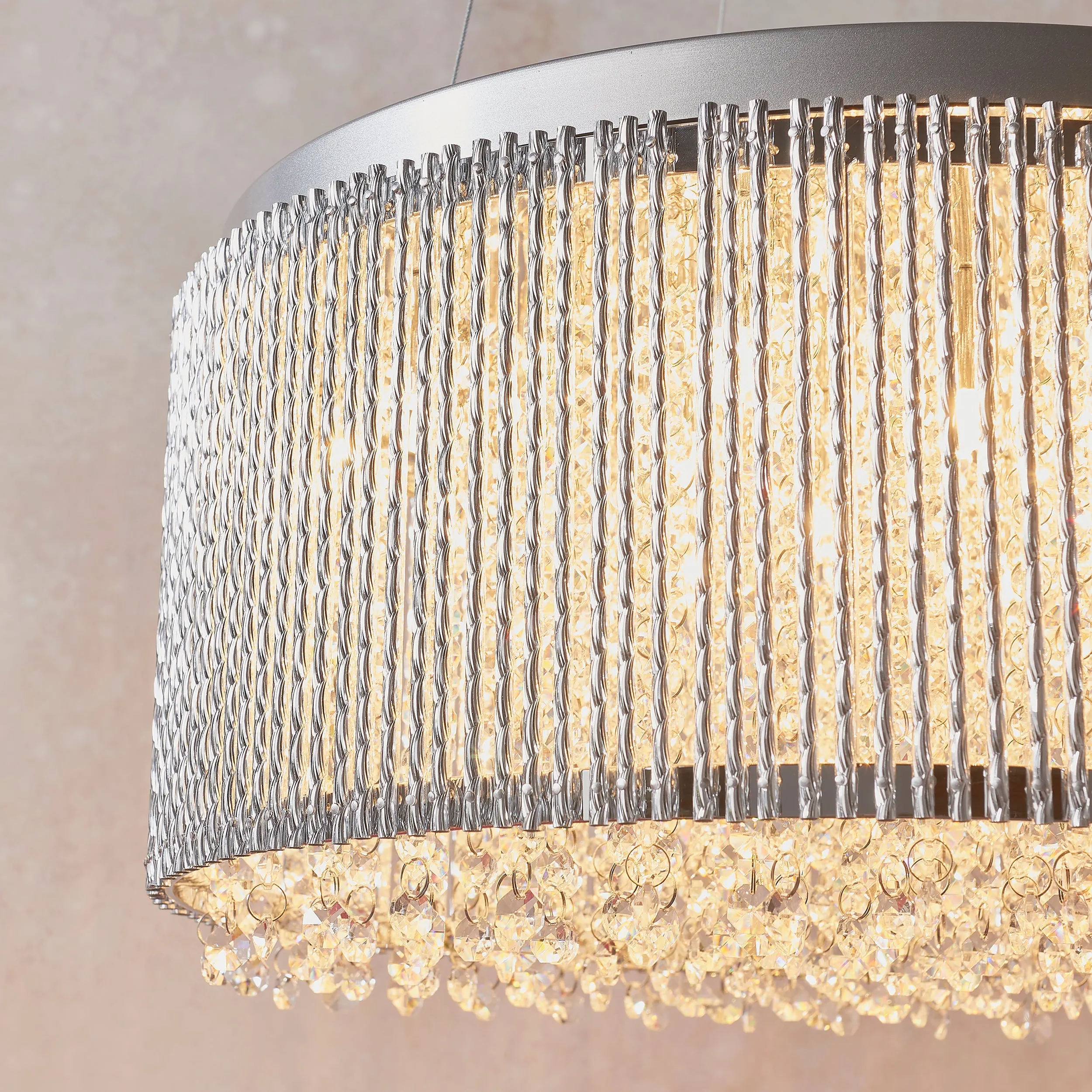 Endon 81981 Galina 12lt Pendant Chrome plate & clear crystal 12 x 25W G9 clear capsule (Required)