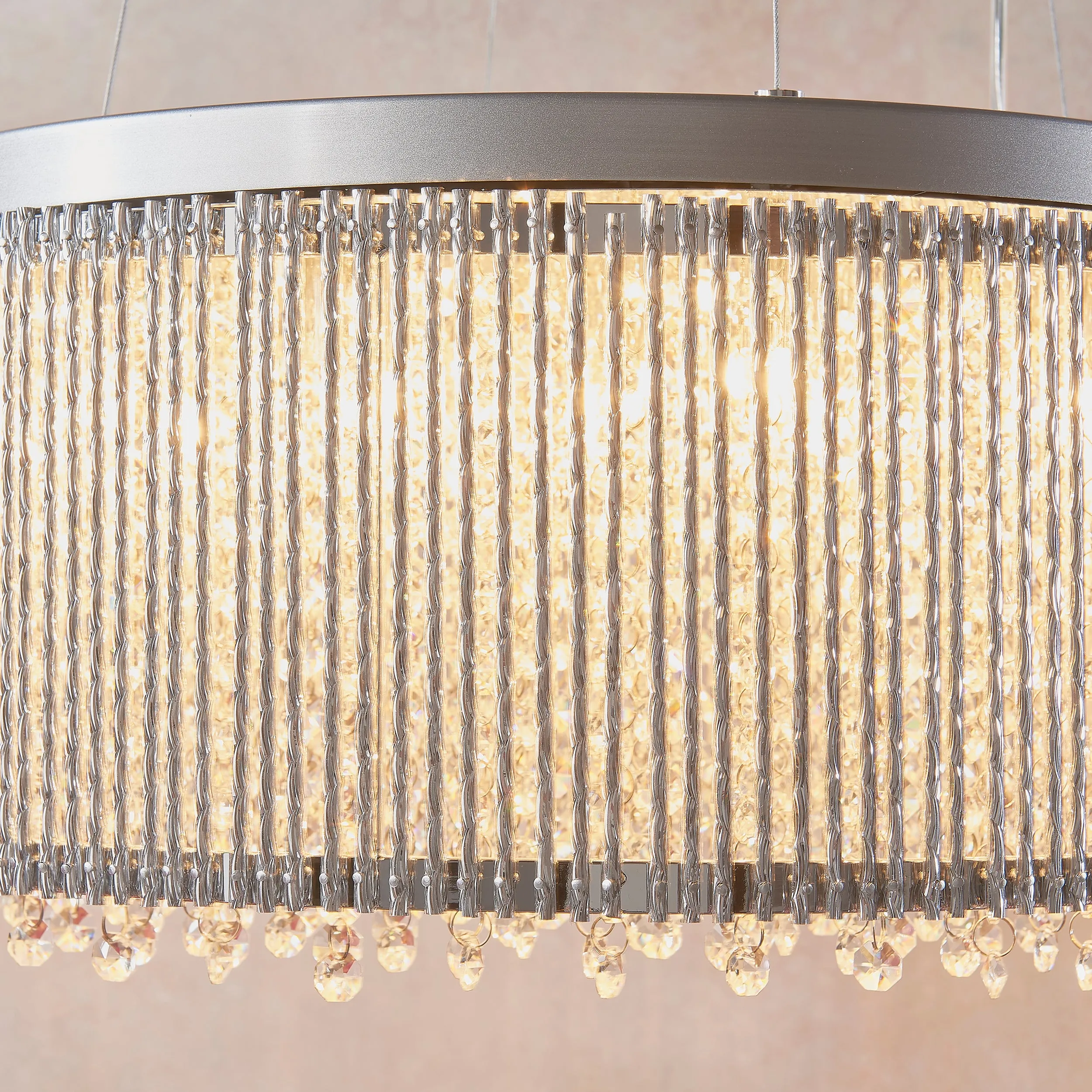 Endon 81981 Galina 12lt Pendant Chrome plate & clear crystal 12 x 25W G9 clear capsule (Required)