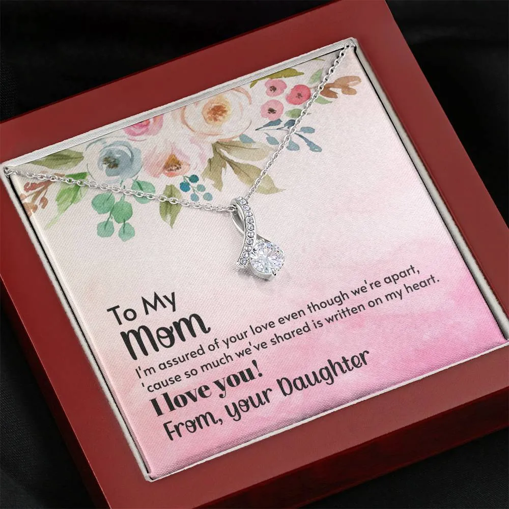 Even though we're apart-Alluring Beauty Solitaire Necklace for Mom