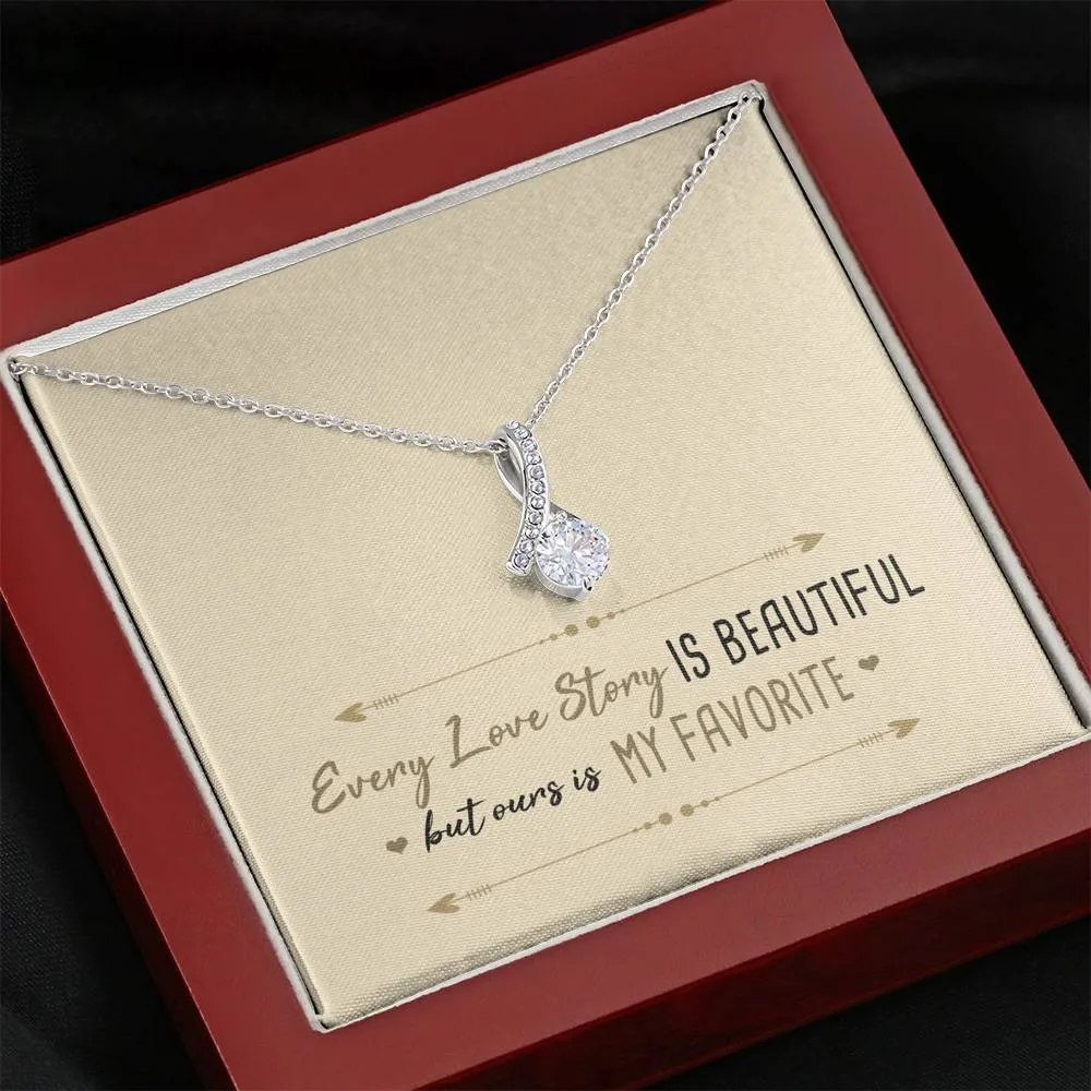 Every Love Story is Beautiful Ribbon Drop Necklace