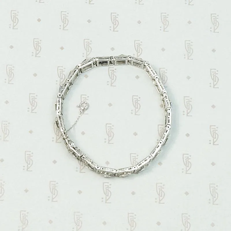 Exquisite Filigree Diamond & Sapphire Line Bracelet