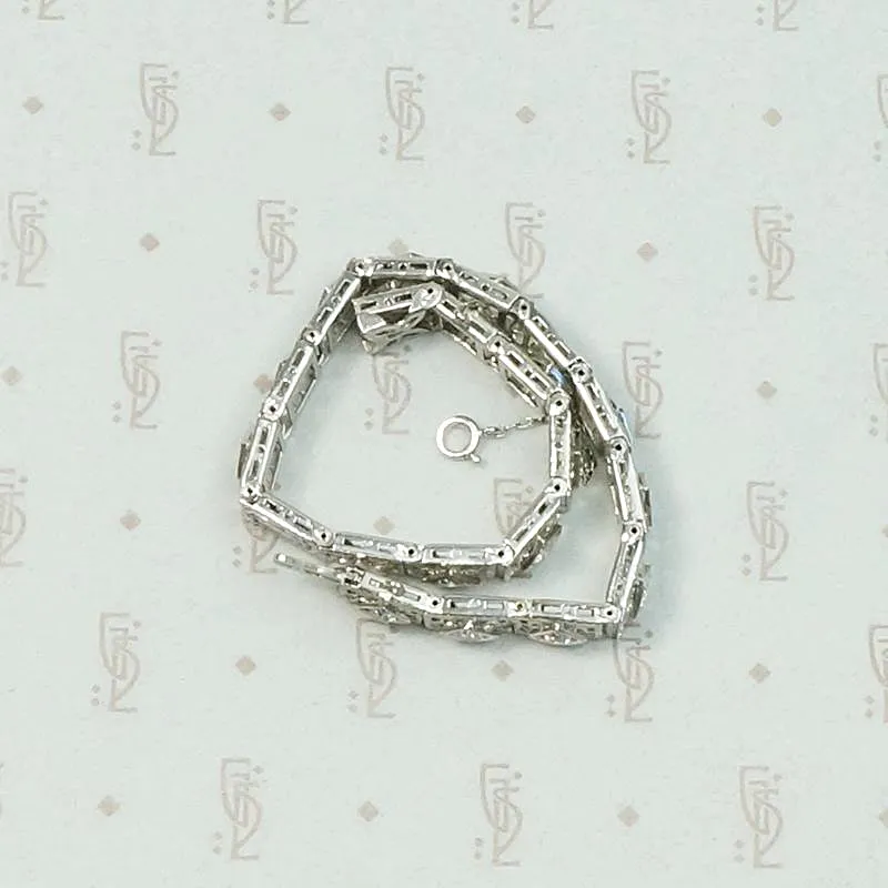 Exquisite Filigree Diamond & Sapphire Line Bracelet
