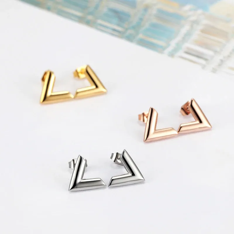 Exquisite Geometric Titanium Steel Stud Earrings