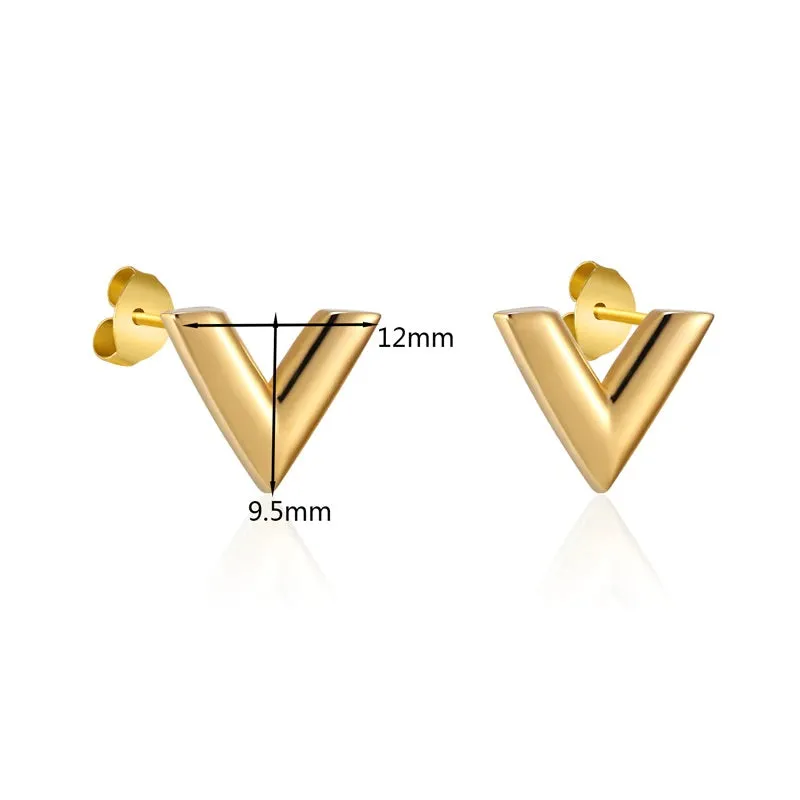 Exquisite Geometric Titanium Steel Stud Earrings