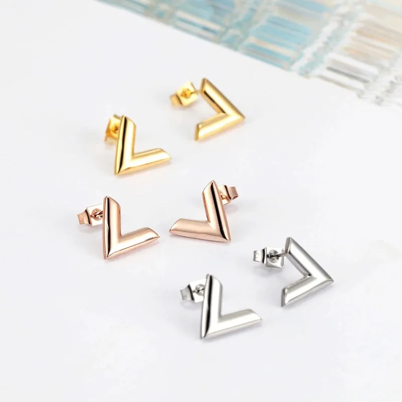 Exquisite Geometric Titanium Steel Stud Earrings