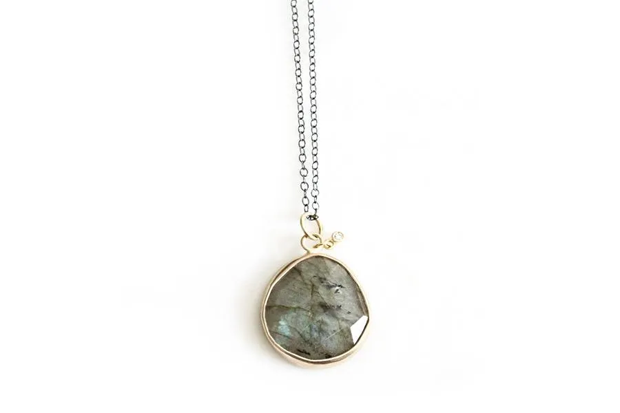 Faceted Labradorite and Diamond Necklace