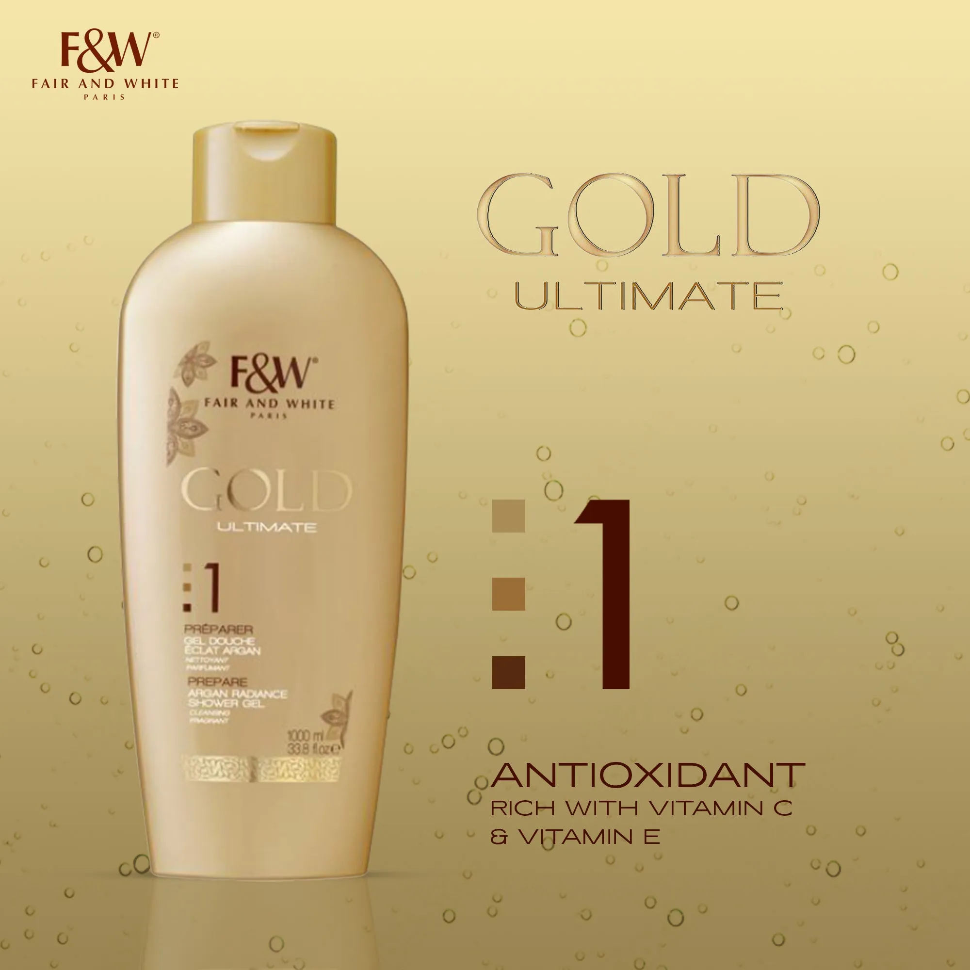 Fair and White Gold Argan Shower Gel 1000ml