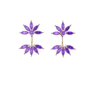 Ferrucci Marquise Amethyst Dangling Earrings Handmade in 18 Karat Rose Gold